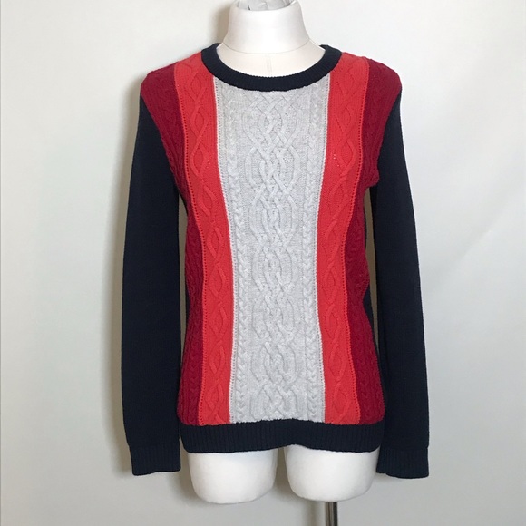 TOMMY HILFIGER Cable Knit Multicolor Sweater Top - Picture 2 of 9